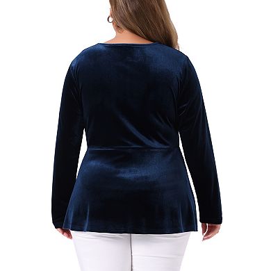 Women's Plus Size Winter Festival Velvet Curvy Babydoll Blouse