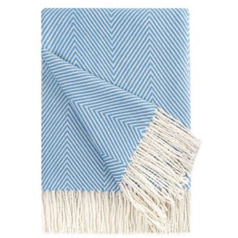 Farmhouse Decorative Acrylic Herringbone Blanket Throw with Fringe Chair 51"x67"
