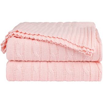 Cotton Blanket Decorative Cable Knitted Throw Soft Knit Blankets Throw 47"x78"