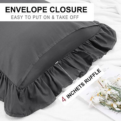 Cotton Body Ruffled Pillowcases 1 Pc Soft Envelope Closure Body 20"x54"