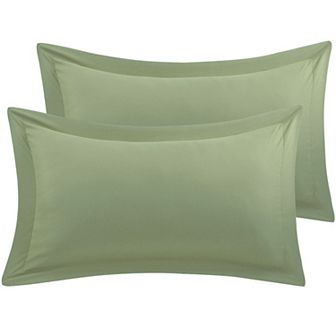 2 pc Oxford Pillowcases Soft Microfiber Pillow Shams w Envelope Closure Queen 20"x30"
