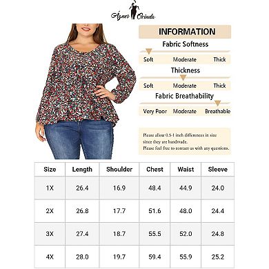 Women's Plus Size Peplum V Neck Ruffle Flowy Tunic Babydoll Tops