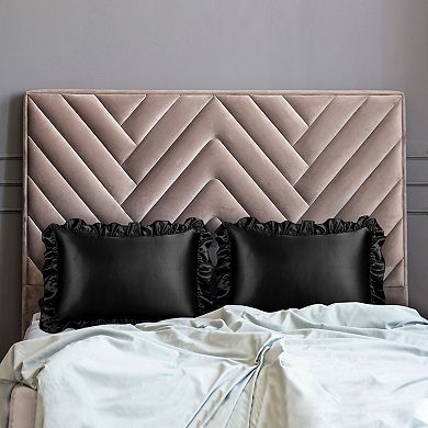 Retro Satin Ruffle Pillowcases, Envelope Closure Set of 2 King 20"x36"