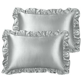 Retro Satin Ruffle Pillowcases, Envelope Closure Set of 2 King 20"x36"