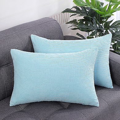 Throw Pillow Cover Corn Stripe Throw Pillow Case Shell for Sofa 2 Pcs 12"x18"