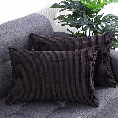 Throw Pillow Cover Corn Stripe Throw Pillow Case Shell for Sofa 2 Pcs 12"x18"