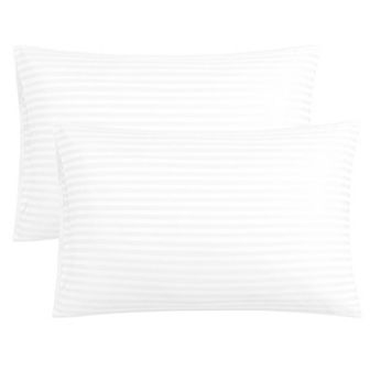 Set of 2 Microfiber Striped Pillowcase Soft Durable King 20" x 36"