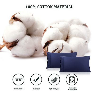 Pillowcase Set of 2 Soft Cotton with Zipper Standard 20"x26"