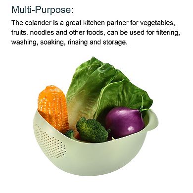 2pcs Rice Washing Filter Strainer Basket Rice Sieve Fruit Drain Bowl Green