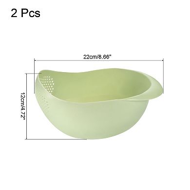 2pcs Rice Washing Filter Strainer Basket Rice Sieve Fruit Drain Bowl Green