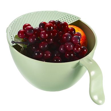Rice Washing Bowl Drain Basket Fruit Strainer Colander With Handle