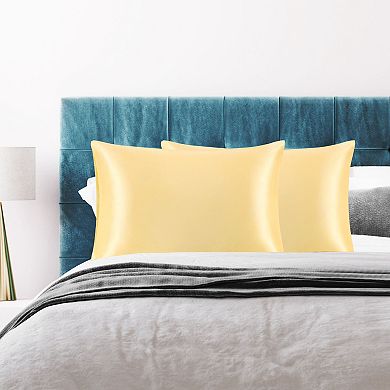 Set of 2 Soft Satin Silk Pillowcase Envelope Closure Standard 20"x26"