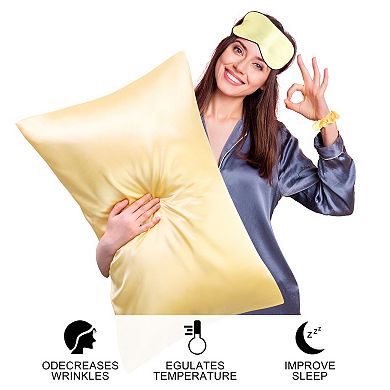 Set of 2 Soft Satin Silk Pillowcase Envelope Closure Standard 20"x26"