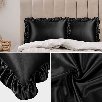 Set of 2 100% Polyester Satin Fabric Pillow Cover with Envelope Closure Queen 20" x 30"