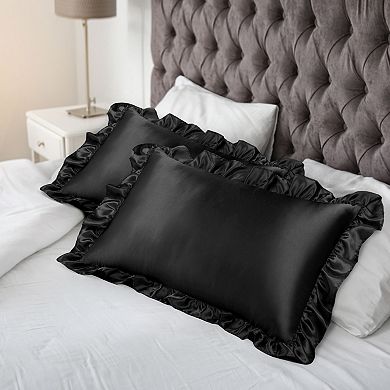 Set of 2 100% Polyester Satin Fabric Pillow Cover with Envelope Closure Queen 20" x 30"