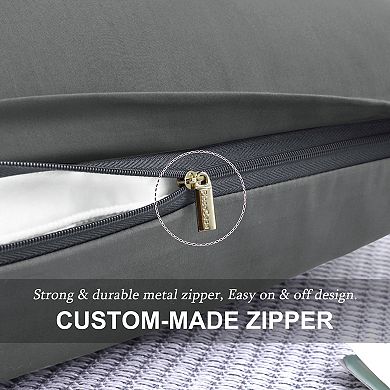 100% Cotton Pillowcases Set of 2, Zipper Closure Soft Home King 20"x36"