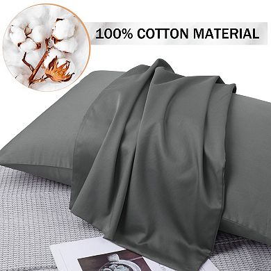 100% Cotton Pillowcases Set of 2, Zipper Closure Soft Home King 20"x36"