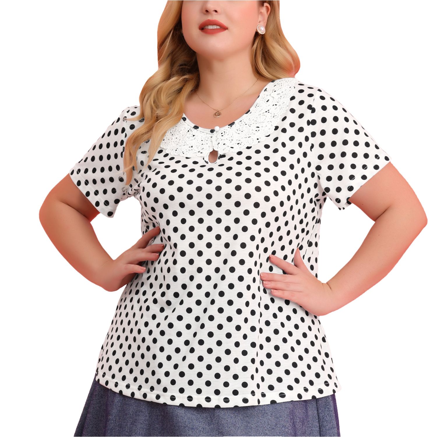 Best Deal for Summer Polka Dot Printed Panel Contrast Women's V