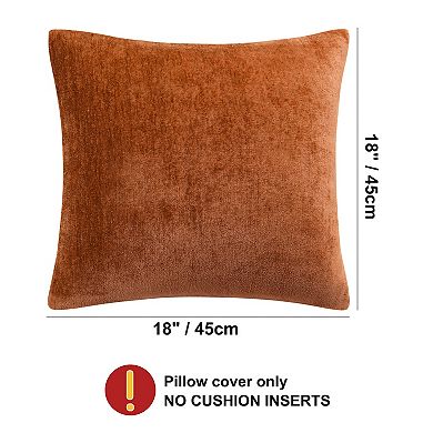 Set of 2 Soft Chenille Throw Pillow Covers Water Repellent 18"x18"