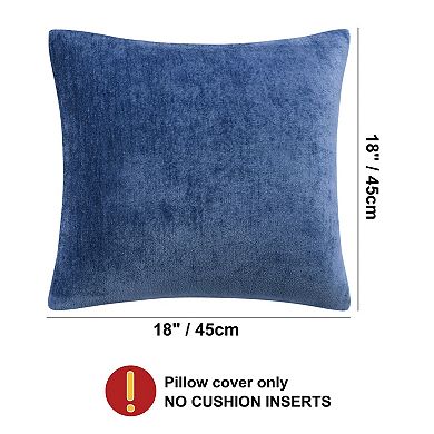 Set of 2 Soft Chenille Throw Pillow Covers Water Repellent 18"x18"