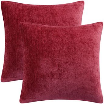 Set of 2 Soft Chenille Throw Pillow Covers Water Repellent 18"x18"