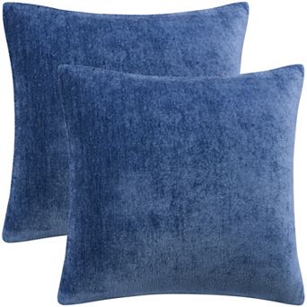 Set of 2 Soft Chenille Throw Pillow Covers Water Repellent 18"x18"