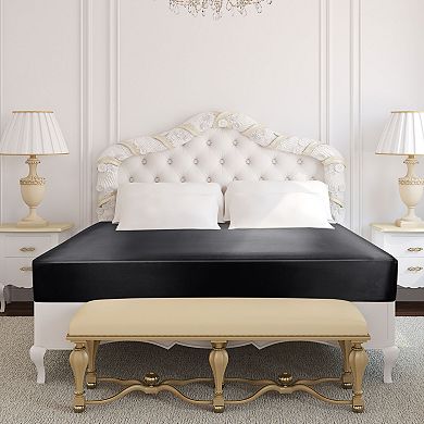 Satin Fitted Sheet Solid Silky 12" Deep Pocket Bed Sheet Satin Bed Fitted Sheet Full 74" x 54"(L*W)