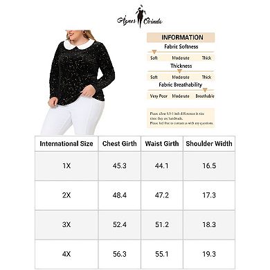 Women's Plus Size Peter Pan Collar Stars Fall Velvet Blouse