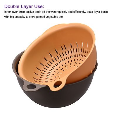 Strainer Colander Bowl Set, Medium Double Layer Drain Basin and Basket