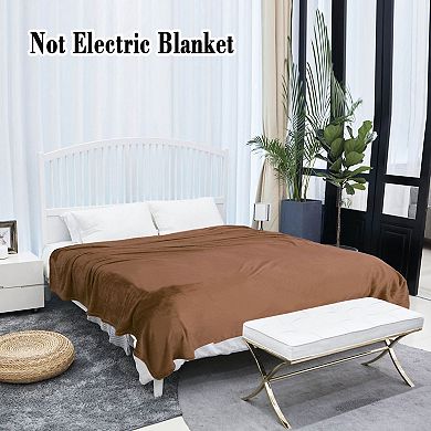 Fleece Flannel Throw Blanket Solid for Living Room Bedroom 60"x78"
