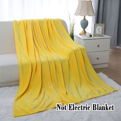 Fleece Flannel Throw Blanket Solid for Living Room Bedroom 60"x78"