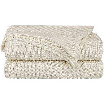 Soft 100% Cotton Solid Decorative Knitted Sofa / Bed Throw Blanket in 14 Colours Twin 60"x78"