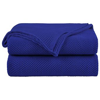 Soft 100% Cotton Solid Decorative Knitted Sofa / Bed Throw Blanket in 14 Colours Twin 60"x78"