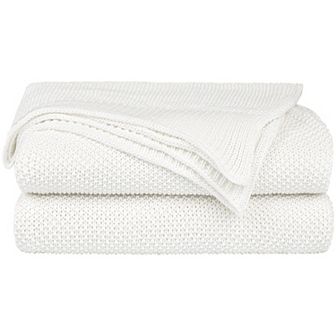 Soft 100% Cotton Solid Decorative Knitted Sofa / Bed Throw Blanket in 14 Colours Twin 60"x78"