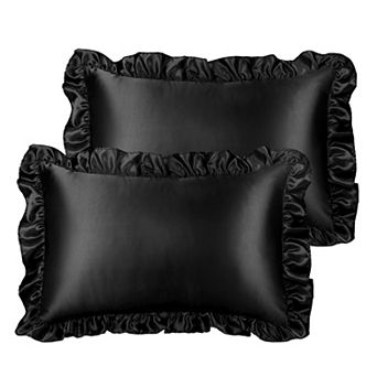 Retro Satin Ruffle Pillowcases, Envelope Closure Set of 2 Size 17" x 25"