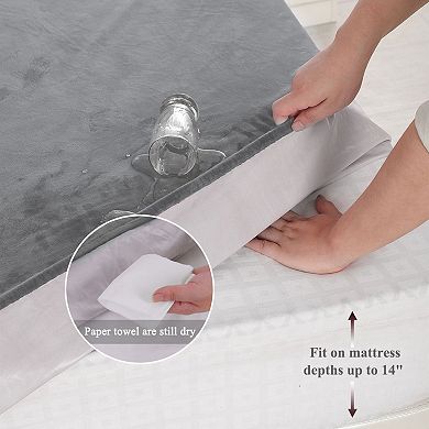 Crystal Velvet Waterproof Sheet Bed Cover with Five-sides TPU Membrane Layer King 80 x 78"(L*W)
