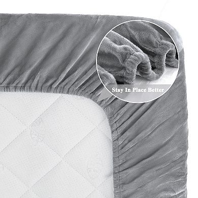 Crystal Velvet Waterproof Sheet Bed Cover with Five-sides TPU Membrane Layer King 80 x 78"(L*W)