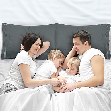 Microfiber Pillowcases 2 Pcs with Embroidery Envolop Closure Standard 20"x26"