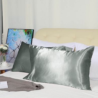 2 PCS Soft Silky Satin Pillowcases Better for Hair and Face King 20"x40"