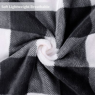 Plaid Buffalo Checkered Christmas Blanket Soft Plush Fleece for Sofa Couch King 90"x102"