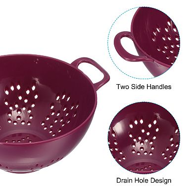 Rice Sieve Washing Colander Strainer Drainer Fruit Cleaning Bowl Purple