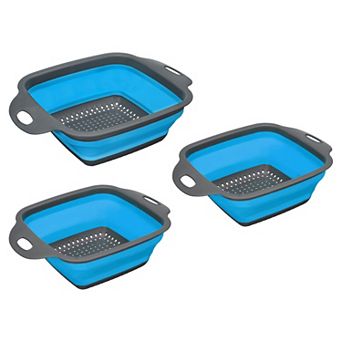 Collapsible Colander Set, 3 pc Silicone Foldable Strainer, 1 Large 2 Small