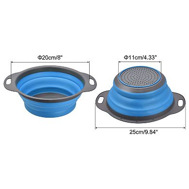 Collapsible Colander, Silicone Round Foldable Strainer with Handle 8inch