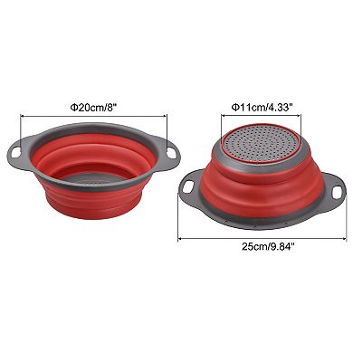 Collapsible Colander, Silicone Round Foldable Strainer with Handle 8inch