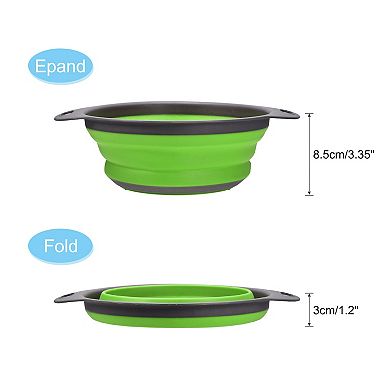 Collapsible Colander, Silicone Round Foldable Strainer with Handle 8inch