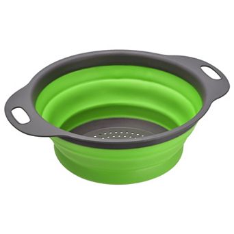 Collapsible Colander, Silicone Round Foldable Strainer with Handle 8inch