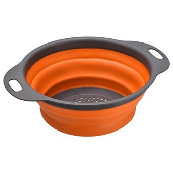 Collapsible Colander, Silicone Round Foldable Strainer with Handle 8inch