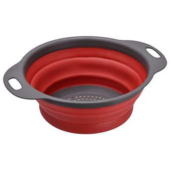 Collapsible Colander, Silicone Round Foldable Strainer with Handle 8inch