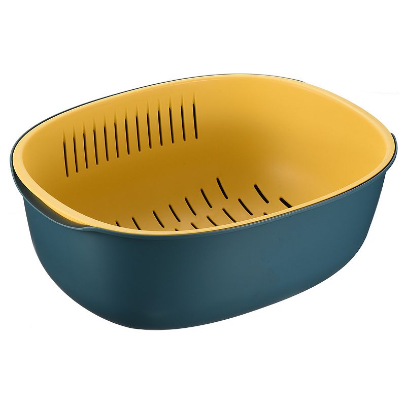 Unique Bargains Colander Strainer Basket Plastic Double Layer