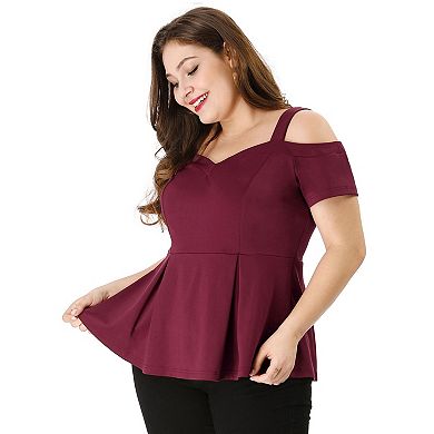 Women's Plus Size Off Shoulder Summer Fashion Babydoll Blouse